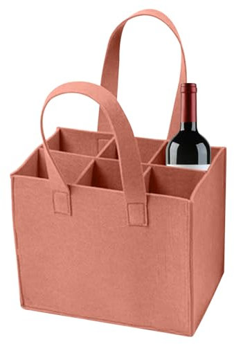 YWKJDDM Filztasche Weinflasche Tasche, Flaschentasche 6 Flaschen, Flaschentasche Filz Wiederverwendbare Flaschentasche Filz Flaschenträger Filztasche für Party Reise Picknick(Khaki)