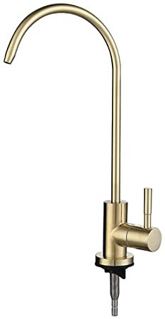 Filtro per rubinetto da cucina a collo di cigno in oro spazzolato, solo acqua fredda, purificazione dell'acqua di alta qualità, design elegante per cucine moderne