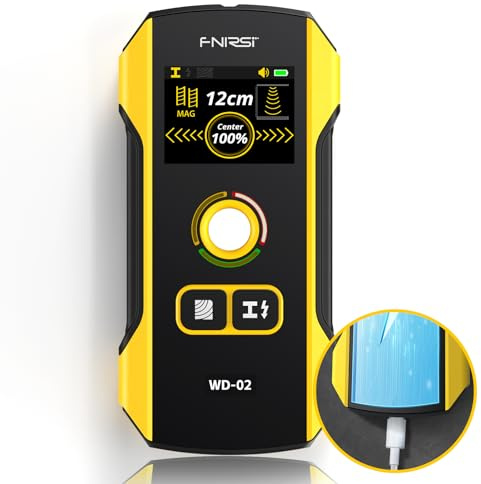 FNIRSI Detector de Vigas y Metales - FNIRSI WD-02 Detector de Paredcon pantalla TFT, Escáner de pared con orificio de posicionamiento para Escáner de Pared para Metales, Cables CA, Madera y Tuberías