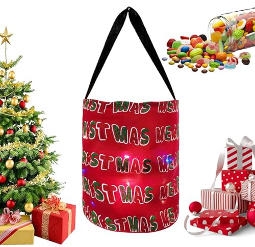 Sacchetti luminosi per caramelle o, borsa di Halloween luminosa - Borsa per caramelle di Natale riutilizzabile multiuso | Secchio multiuso riutilizzabile per riutilizzabili