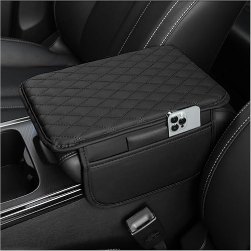 Funda Reposabrazos Coche Universal, Reposabrazos Coche con 2 Bolsillosde de Almacenamiento, Contiene Espuma Viscoelástica, Accesorios para Coches Interior Cómodo para Mayoría de Vehículos (Negro)