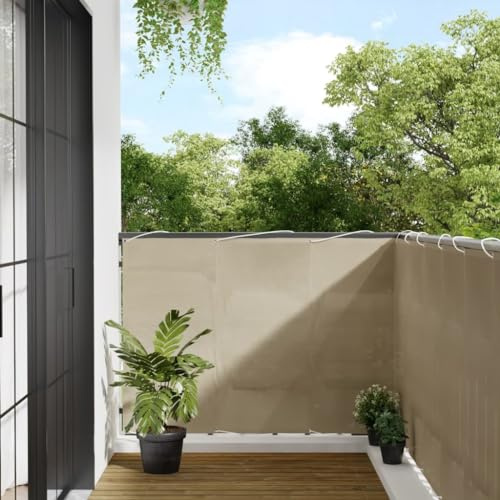 Mokuyary Protección visual para balcón, color beige, 120 x 1000 cm, 100 % poliéster Oxford, revestimiento de balcón, cubierta opaca contra el viento para jardín, terraza, exterior