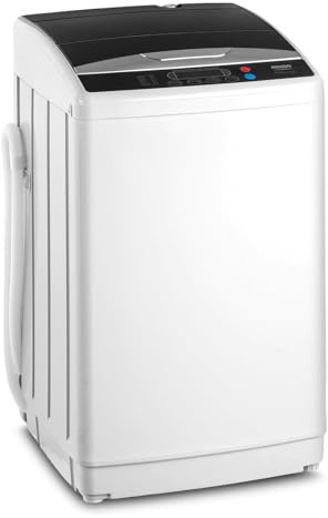 LEADZM Toplader Waschmaschine 7KG，Waschvollautomat mit Schleuder mit Edelstahltrommel，Mini Waschmaschine ideal für Apartments und Wohnmobile