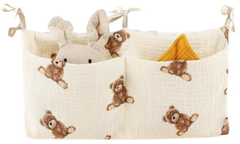 HAPZUR 1 PCS Borsa Organizer Appesa per Lettino Culla, Tasche Portaoggetti da Appendere per Neonati, Salvaspazio Pannolini Giocattoli Vestiti, Essenziale Cameretta Bambini