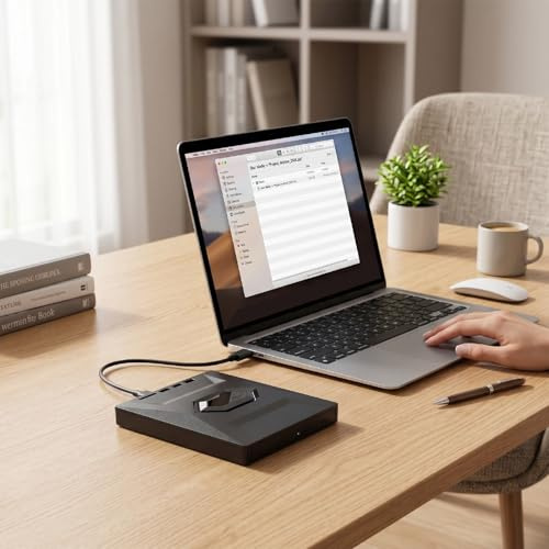 Sharainn Extern Blu Ray-enhet för Bärbar Dator, Extern Blueray/Dvd-enhet för PC, USB 3.0 och Typ C Bluray-brännare, Bärbar Bluray DVD-spelare för Affärsresor och Semester
