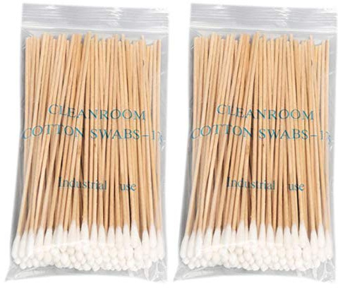 Hisopos 100/200 Uds Hisopo con de madera limpieza de orejas cuidado de heridas hisopo de algodón sanitario punta de algodón de limpieza de un cabezal