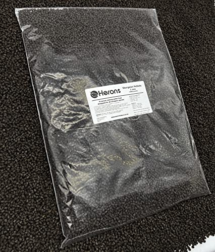 HERONS - Premium Sturgeon Pellets, 3mm Premium Fish Food, For all Sturgeon Species, Sterlets, Improves Growth and Enhances Immune System, High Protein, Sinking Pellets - 1Kg