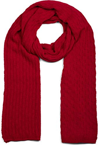 styleBREAKER Unisex einfarbiger Strick Schal mit strukturiertem Flecht Muster, Uni Winter Strickschal 01018161, Farbe:Rot