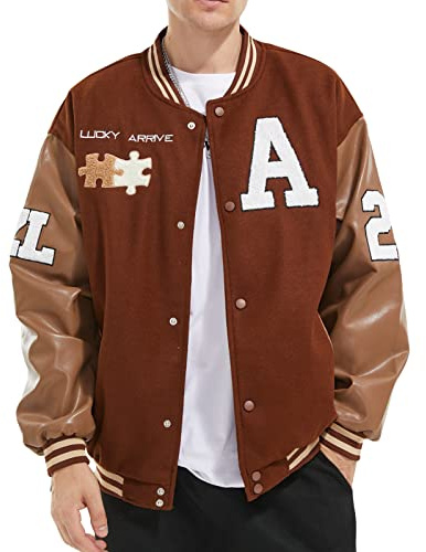 Eocicvvi Chaqueta de Hombre Abrigo de Béisbol para Mujer estilo universitario informal moto Invierno Otoño con Bolsillos