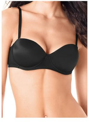 LORMAR 1 Pezzo Reggiseno Donna Fascia-Balconcino Pura con Ferretto - Coppa B - C, Nero 4B