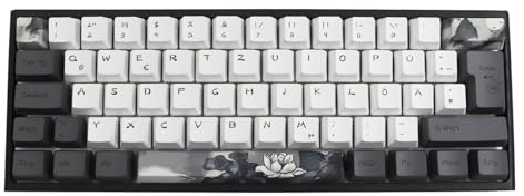 JSJT Tinte Lotus Tastenkappen 140 Tasten Deutsches Tastenkappen PBT OEM Profil Tastenkappe (nur Tastenkappe) für 61/68/84/87/96/108 Cherry MX Switches ANSI/ISO-Layout Mechanische Tastaturen