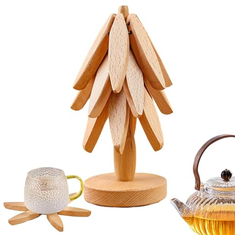 Coussinets de Cuisine en Bois, Pliable en Forme d'arbre, Résistants À La Chaleur pour Casseroles Et Poêles Chaudes