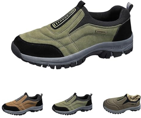 riou Zapatos para Caminar para Hombre, Zapatillas de Senderismo al Aire Libre, Zapatos de Senderismo sin Cordones para Hombre, Ultra Cómodos Zapatos Ortopédicos, Zapatos Ligeros para el Trabajo