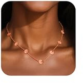 ALEXCRAFT Collar Oro Rosa para Mujer, Collar de Clavícula, Choker de Disco, Collares Ajustables, Hipoalergénico, Chapado en Oro de 14K, Regalo para Niñas, Niños y Adolescentes