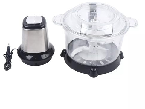 CHIMHOON Broyeur électrique de 5 l, couteau à oignon, légumes, fruits, lame en acier inoxydable, hachoir universel pour viande, fruits, légumes et aliments pour bébés, argent