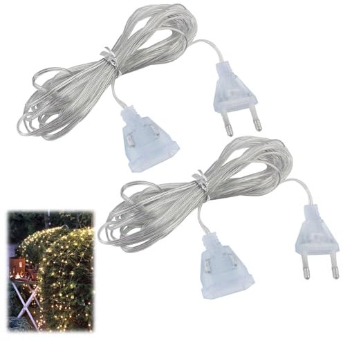 2 Pièces 5M 220V Rallonge Électrique Transparente, Câbles de Prolongation Transparent, Appareils à Faible Consommation, Prise Européenne, pour Éclairage LED et Extérieur,rallonge Invisible