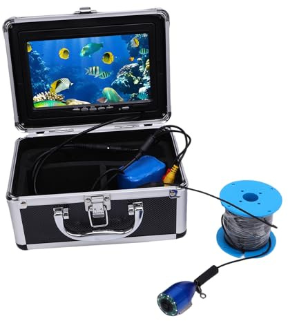 Jectse 5MP 1080P HD Undervattensfiske Kamerapaket, 7 Tums Skärm för Bärbar Fiskfinder med 30 M Kabel 8 Lysdioder Ljus, för Isfiske, Flottfiske, Djupbrunnsdetektering (EU)