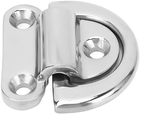 Haofy Marine Grade 316 Rostless Steel Folding Pad Eye, Heavy Duty D-ring med Polerad Yta, Rostsäker Monteringsutrustning för Båtar, Yachter, Husbilar (8 mm)