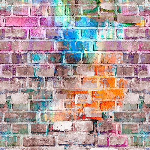 decomonkey Fototapete | Tapetenrolle 10 m Tapete Vliestapete Deko Panel Modern Design Wanddeko Wandtapete Wohnzimmer Schlafzimmer | Steinwand Stein Ziegel bunt