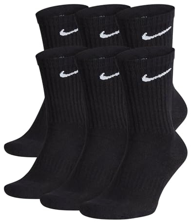 NIKE 6 Paar Socken Unisex Tennissocken Sparset SX7666, Farbe: Schwarz, Größe: 34-38