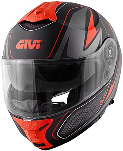 GIVI X.21 Challenger Shiver Casco, nero opaco/rosso, XL (61)