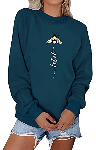 Dresswel Women Let It Bee Sweatshirt Bee Keepers Pullover Crew Neck Long Sleeve Tops Jumpers Blouse