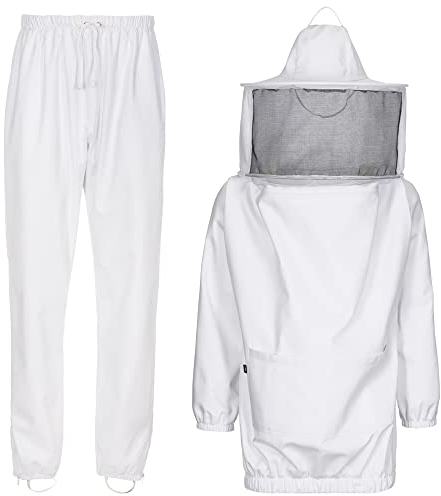 EXNER Imker-Anzug, 2-teilig, Imker-Jacke und Imker-Hose, 100% Baumwolle, Farbe weiß, Größe S
