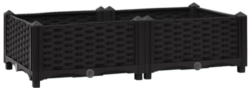 vidaXL Lit Surélevé Jardinière Bac à Fleurs Pot de Plantes Lit de Plantation Jardin Balcon Terrasse Extérieur 80x40x23 cm Polypropylène