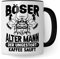 Tasse alter Mann, Böser alter Mann der ungestört Kaffee säuft Kaffee-Becher Geschenk Geschenkidee für alte Männer Papa Opa Kaffeetasse Wikinger-Motiv Tasse mit Spruch lustig (Weiß/Schwarz)