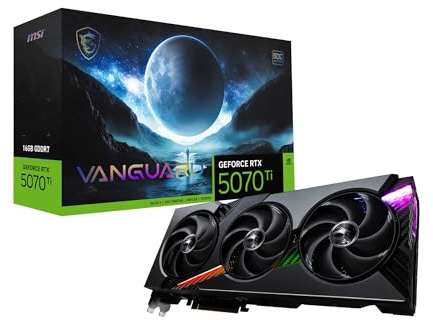 MSI GeForce RTX 5070 Ti 16G VANGUARD SOC Graphics Card - RTX 5070 Ti GPU, 16GB GDDR7 (28Gbps/256-bit), PCIe 5.0 - HYPER FROZR (3 x STORMFORCE FAN) - Dual BIOS, RGB - HDMI 2.1b, DisplayPort 2.1b