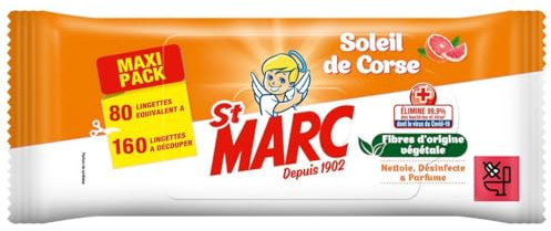 St Marc Sachets de 80 Lingettes compostables Soleil de Corse