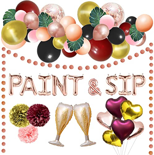 Paint And Sip Party Decorations, Paint And Sip Ideas Party Favors, Paint And Sip Kit for Adults, Paint And Sip Birthday Decorations, Sip And Paint Party Supplies for Date Night, Art Painting Balloons