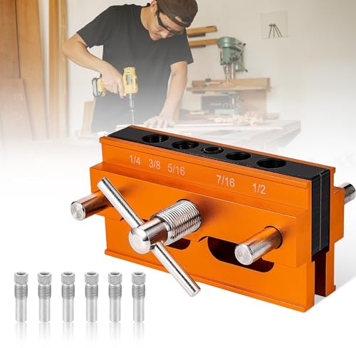 B-0109 1 Piezas Pocket Hole Jig Engalletadora para Madera Espigas de Madera Guia Taladro Muñones Kit de Espiga de Madera Plantilla de Perforación de Madera Ajustable (Medida en pulgadas)