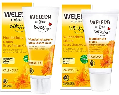 WELEDA Bio Baby Calendula Wundschutzcreme 75ml & Bio Baby Calendula Wundschutzcreme 30ml - Naturkosmetik Babypflege Windelcreme