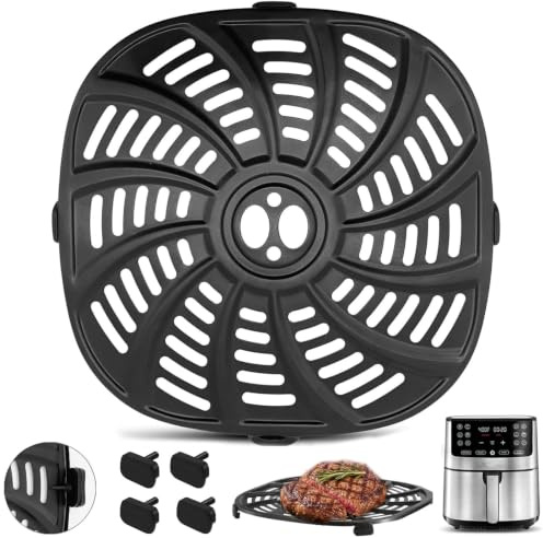 GXF Air Fryer Replacement Parts for Gourmia 7QT GAF798 GAF716 Air Fryer, Food Grade Nonstick 8.97''*8.97'' Accessories Rack Tray Grill Pan Grill Plate Crisper Plate, Dishwasher Safe