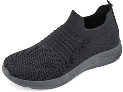 JOMIX Scarpe Senza Lacci Donna Estive Comode Leggere Traspiranti Casual Sneakers Slip On Ginnastica Camminata PD2403 Nero, 37