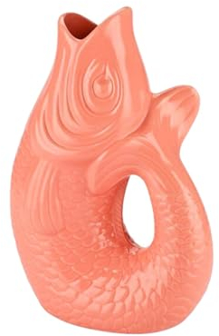 Monsieur Carafon, Fisch -Vase/Krug/Kanne/Skulptur Fisch, Größe S, Fassungsvermögen 1,2 Liter, Größe 9,7 x 16,5 x 25cm (salmon)