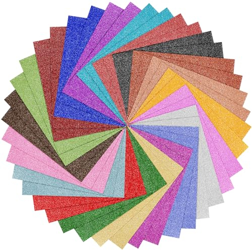 Glitzerpapier zum Basteln 40 Blatt,Bunt Glitzer Papier A4 20 Farben 250g/m² Glitterkarton zum Basteln und Gestalten,Grußkarten Scrapbooking