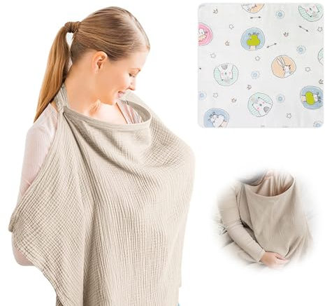 Stilltuch für Unterwegs,Breastfeeding Cover,Nursing Cover,Baumwolle Still Schürze,Weicher und Atmungsaktiver Stillschal,Mehrzweck Stillcover Sonnenschutz Kinderwagenbezug Geschenk für Mama