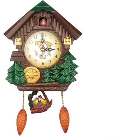 EasyByMall Orologio a cucù Modern Forest, 32 x 17,5 x 6 cm, colore: marrone
