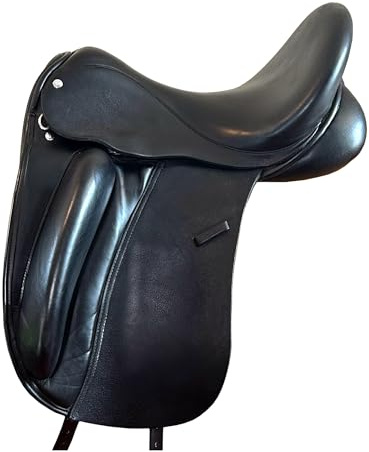 Sazaar Tack Softie - Sottosella in pelle bovina per dressage inglese, con staffe, 30,5 cm a 48,3 cm, colore: nero, ST-036 (sedile da 40,6 cm)