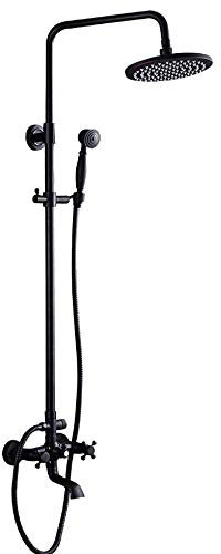 Système de Douche à Effet de Pluie, Pomme de Douche Circulaire à Effet de Pluie de 8 Pouces et Pomme de Douche à Main, Ensemble de Douche de Salle de Bain en Bronze huilé, système de Douche
