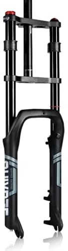 QHIYRZE 20/26 Pulgadas 4,0 Fat Bike Horquilla Suspensión Air Recorrido 160mm Doble Hombro Bicicleta Horquilla Delantera Recta 1-1/8 Freno De Disco QR 9 * 135mm Bloqueo Manual, para MTB E-Bike(20'')