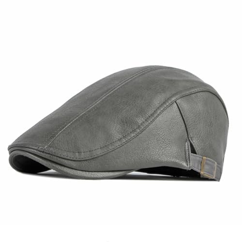 meioro Homme Beret Casquette Plate, Corticale Gatsby Gavroche Casquette,Cuir Peaky Newsboy Hat Ivy Irlandais Chapeau, Réglable Souple Flat Cap Vintage Confortable, Automne Hiver Golf Driving（Gris）