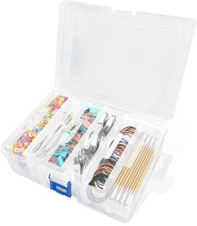 NEETUE 6 in 1 Tiny Portable Plastic Storage Containers with Dustproof Lid -Transparent Storage Organizer for Floss Picks, Hair Pins, Hair Ties, Cotton Bud, Flosser Dispenser (Large and Small)