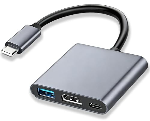 HASHUQI Adattatore da USB C a HDMI, 3 in 1 Convertitore Schermo, multiporta USB-C Convertitore HDMI a USBC 4K 30Hz, 1080P 60Hz，720P, con Porta Tipo C per Monit