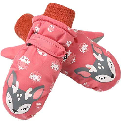 Natashas Kinder Skihandschuhe wasserdichte und Winddichte Winterhandschuhe Warm Snowboard Handschuhe für Outdoor-Sport in Winter Fahrradhandschuhe Warme Handschuhe for Mädchen Jungen (Rose)