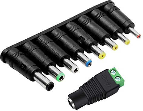 Guuzi 10 Pezzi Spine DC Universali 5,5 mm x 2,1 mm Femmina a Maschio Adattatore Jack Connettore Suggerimenti per Alimentazione Laptop