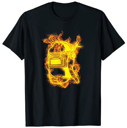 Uomo Fuoco Casco Da Saldatore Fiamma Saldatura Saldatore Maglietta