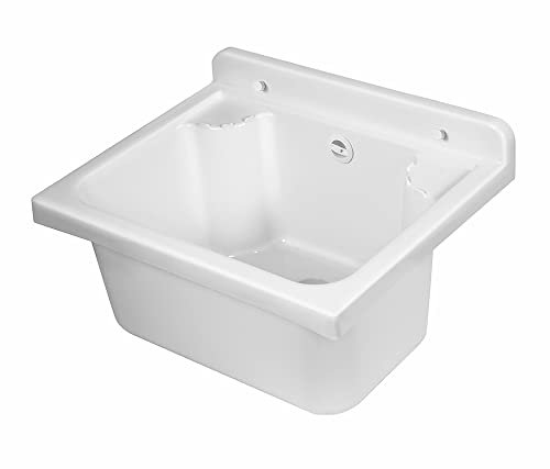 Pilozzo lavatoio mini sospeso in resina Bianco completo di Kit scarico